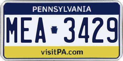 PA license plate MEA3429