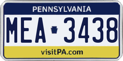 PA license plate MEA3438