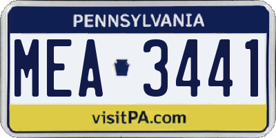 PA license plate MEA3441