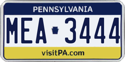 PA license plate MEA3444