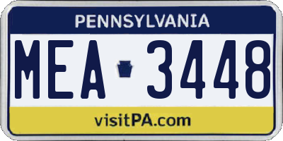 PA license plate MEA3448