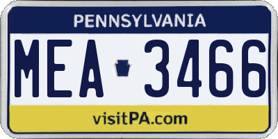 PA license plate MEA3466