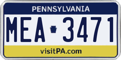 PA license plate MEA3471