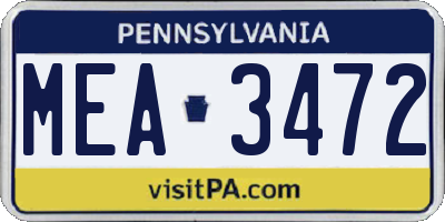 PA license plate MEA3472