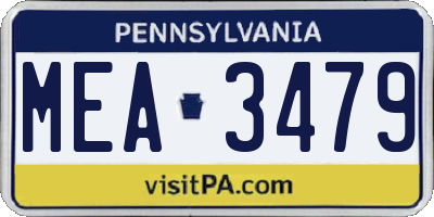 PA license plate MEA3479