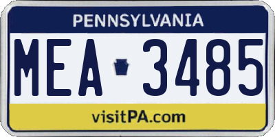 PA license plate MEA3485
