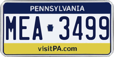 PA license plate MEA3499