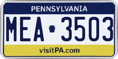 PA license plate MEA3503