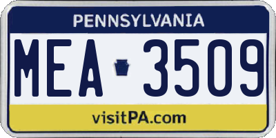 PA license plate MEA3509