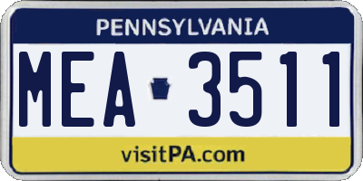 PA license plate MEA3511