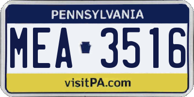 PA license plate MEA3516