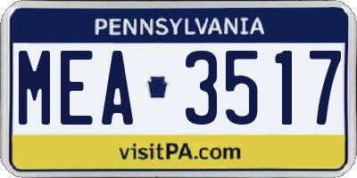 PA license plate MEA3517