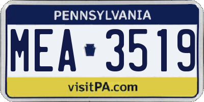 PA license plate MEA3519