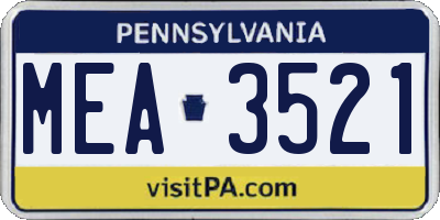 PA license plate MEA3521