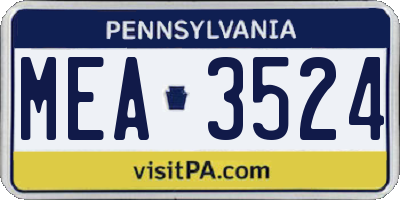 PA license plate MEA3524