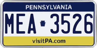 PA license plate MEA3526