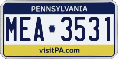 PA license plate MEA3531