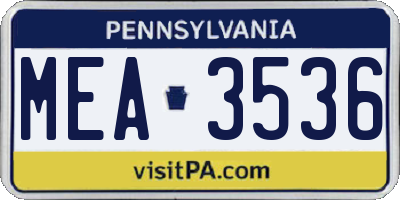 PA license plate MEA3536