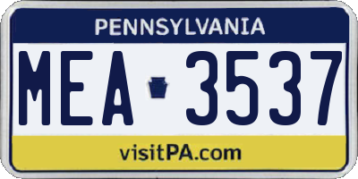 PA license plate MEA3537