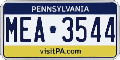 PA license plate MEA3544