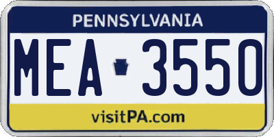 PA license plate MEA3550