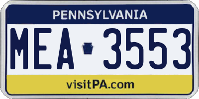 PA license plate MEA3553