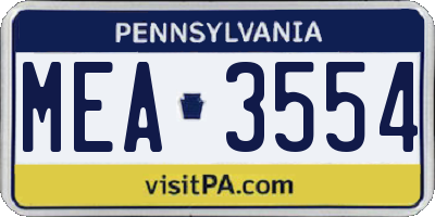 PA license plate MEA3554