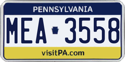 PA license plate MEA3558