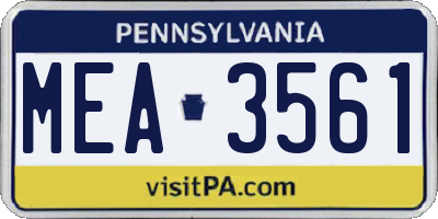 PA license plate MEA3561
