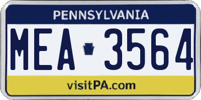 PA license plate MEA3564