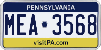 PA license plate MEA3568