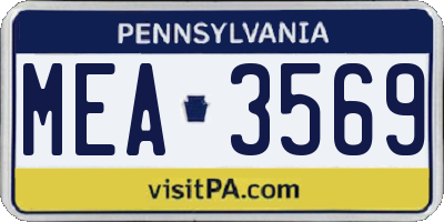 PA license plate MEA3569
