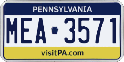 PA license plate MEA3571