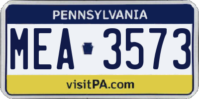 PA license plate MEA3573