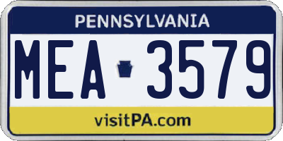 PA license plate MEA3579