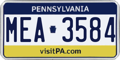 PA license plate MEA3584