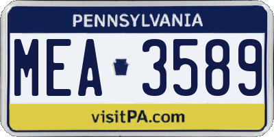 PA license plate MEA3589