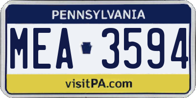 PA license plate MEA3594