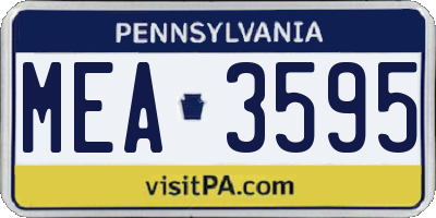 PA license plate MEA3595