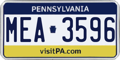 PA license plate MEA3596