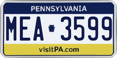 PA license plate MEA3599