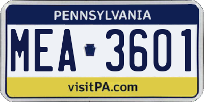 PA license plate MEA3601