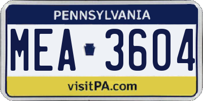 PA license plate MEA3604