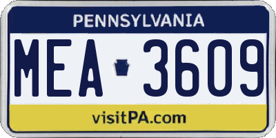 PA license plate MEA3609