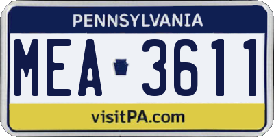 PA license plate MEA3611