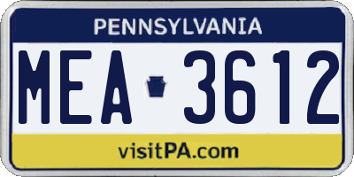 PA license plate MEA3612