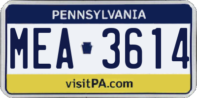 PA license plate MEA3614