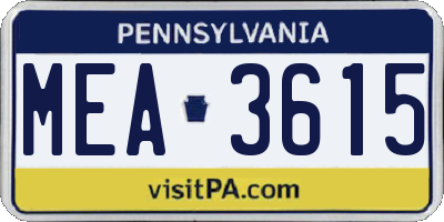 PA license plate MEA3615