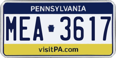 PA license plate MEA3617