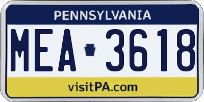 PA license plate MEA3618